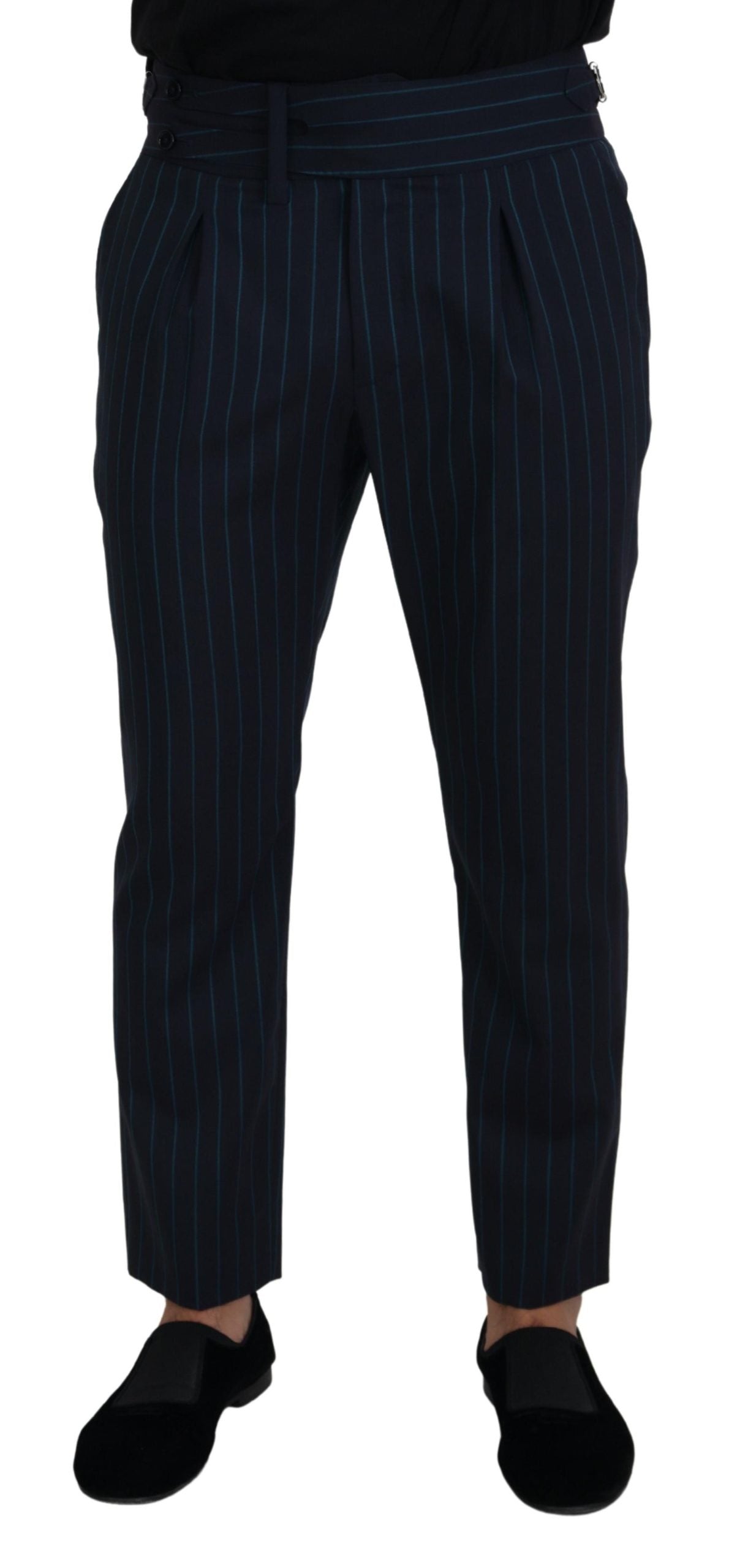 Dolce &amp; Gabbana Blue Striped Men Formal Pants