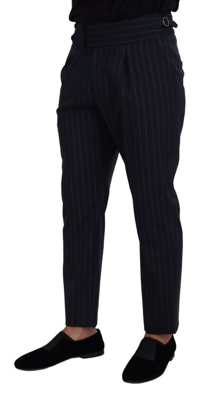 Dolce &amp; Gabbana Blue Striped Men Formal Pants