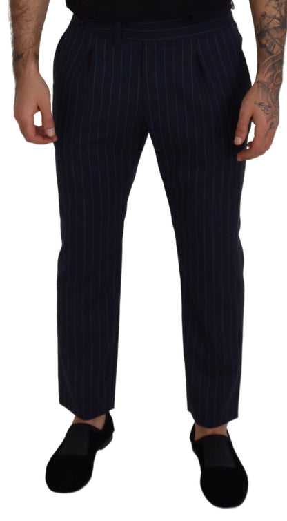 Dolce &amp; Gabbana Blue Striped Men Formal Pants