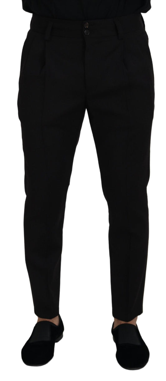 Dolce &amp; Gabbana Black Wool Chino Men Formal Pants