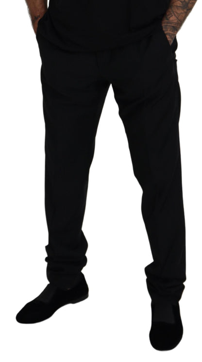 Dolce &amp; Gabbana Black Wool Chino Formal Pants