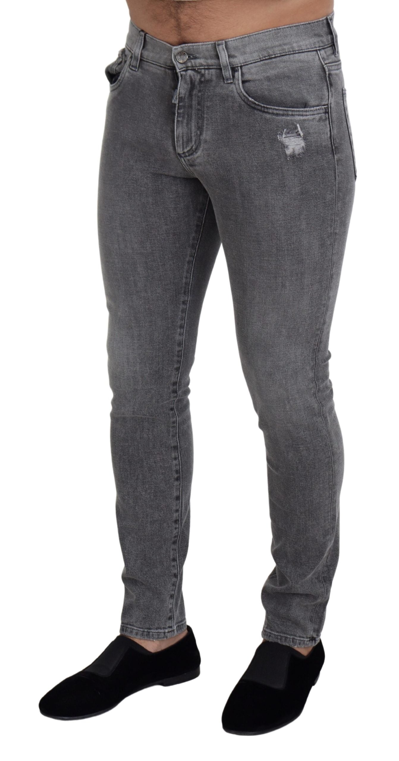 Dolce &amp; Gabbana Gray Washed Cotton Skinny Denim Jeans