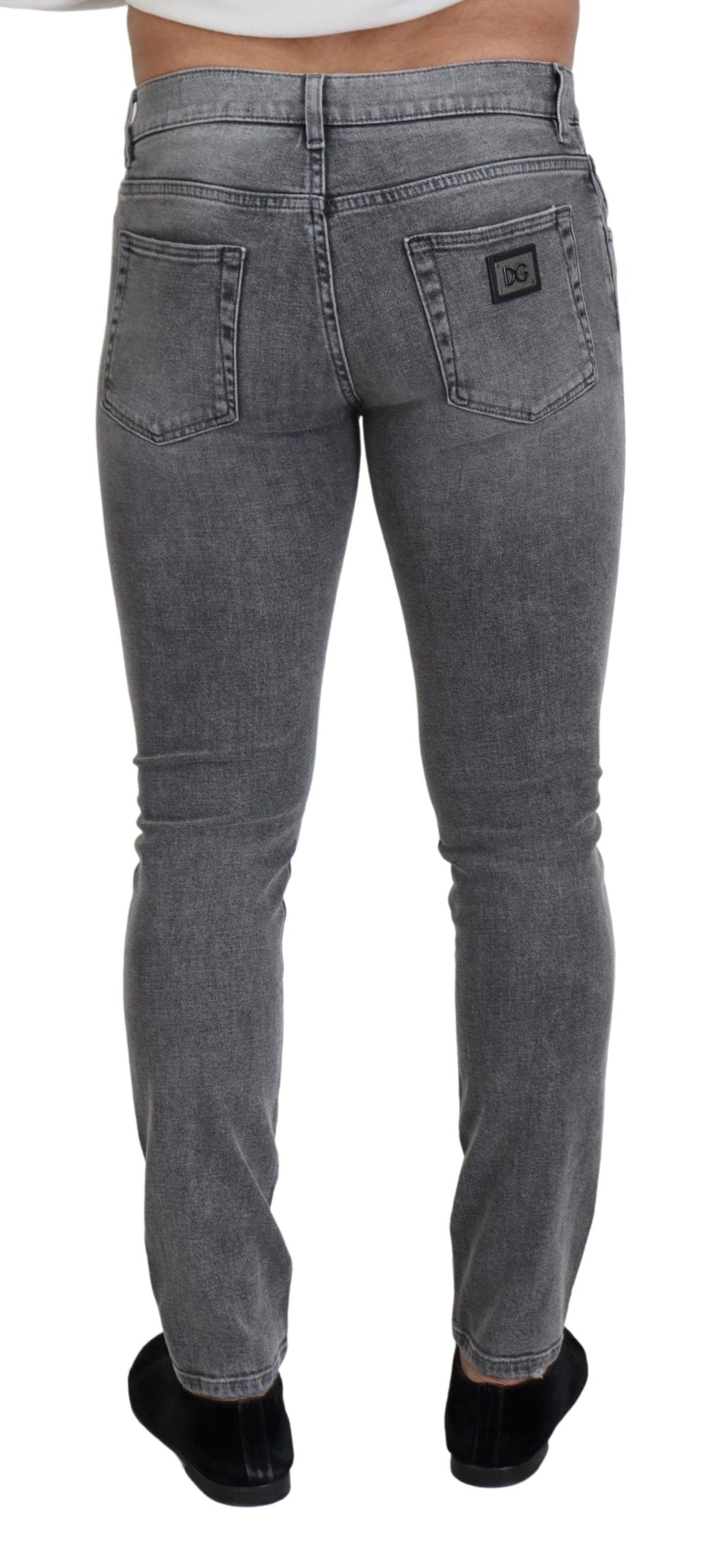 Dolce &amp; Gabbana Gray Washed Cotton Skinny Denim Jeans