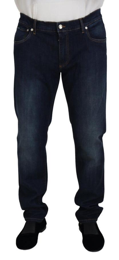 Dolce &amp; Gabbana Blue Cotton Straight Fit Casual Denim Jeans