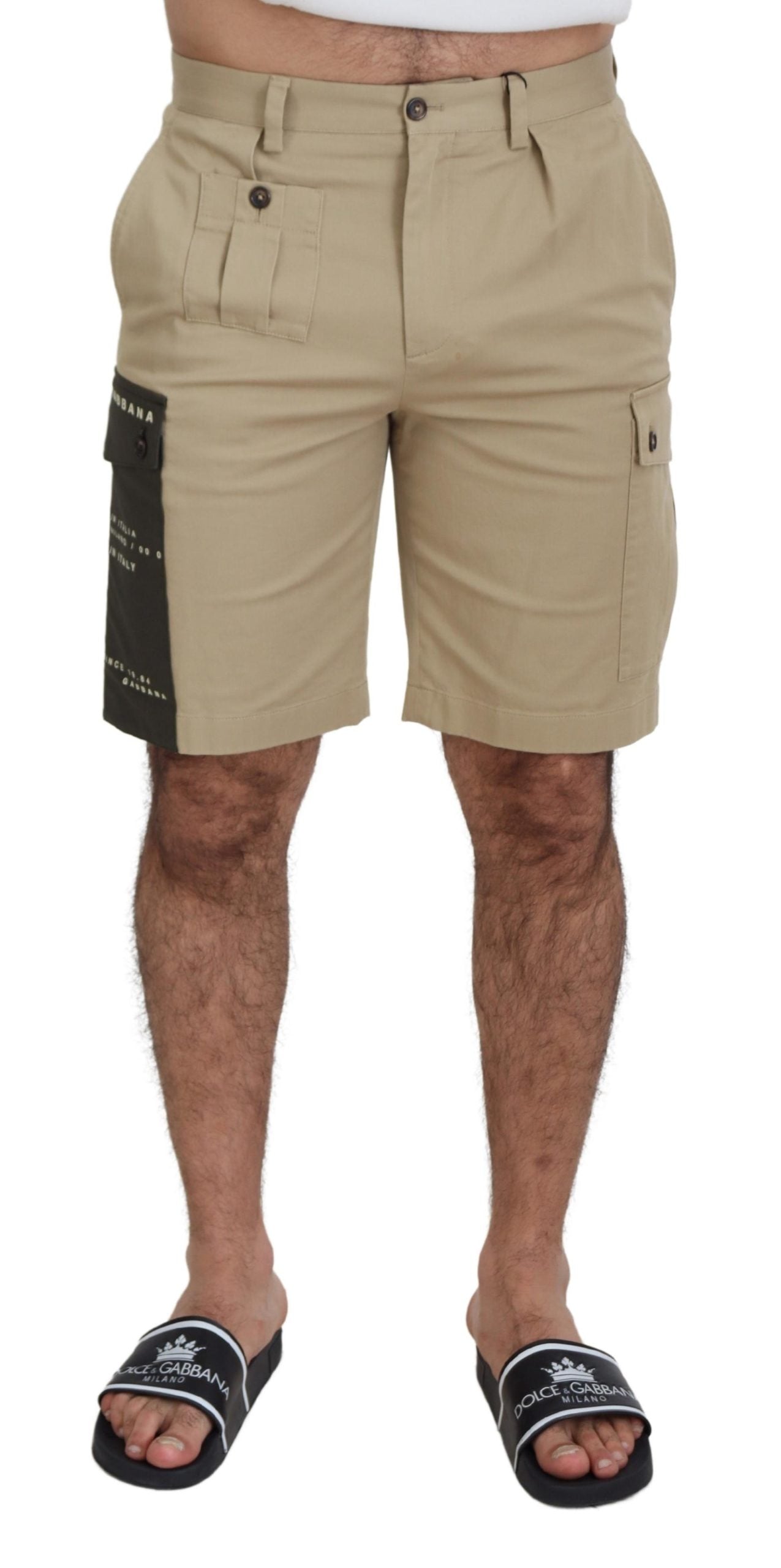 Dolce &amp; Gabbana Beige Cotton Cargo Bermuda Shorts