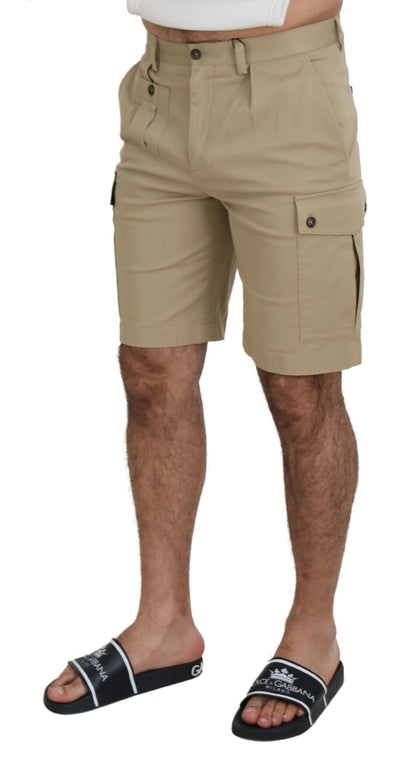 Dolce &amp; Gabbana Beige Cotton Cargo Bermuda Shorts