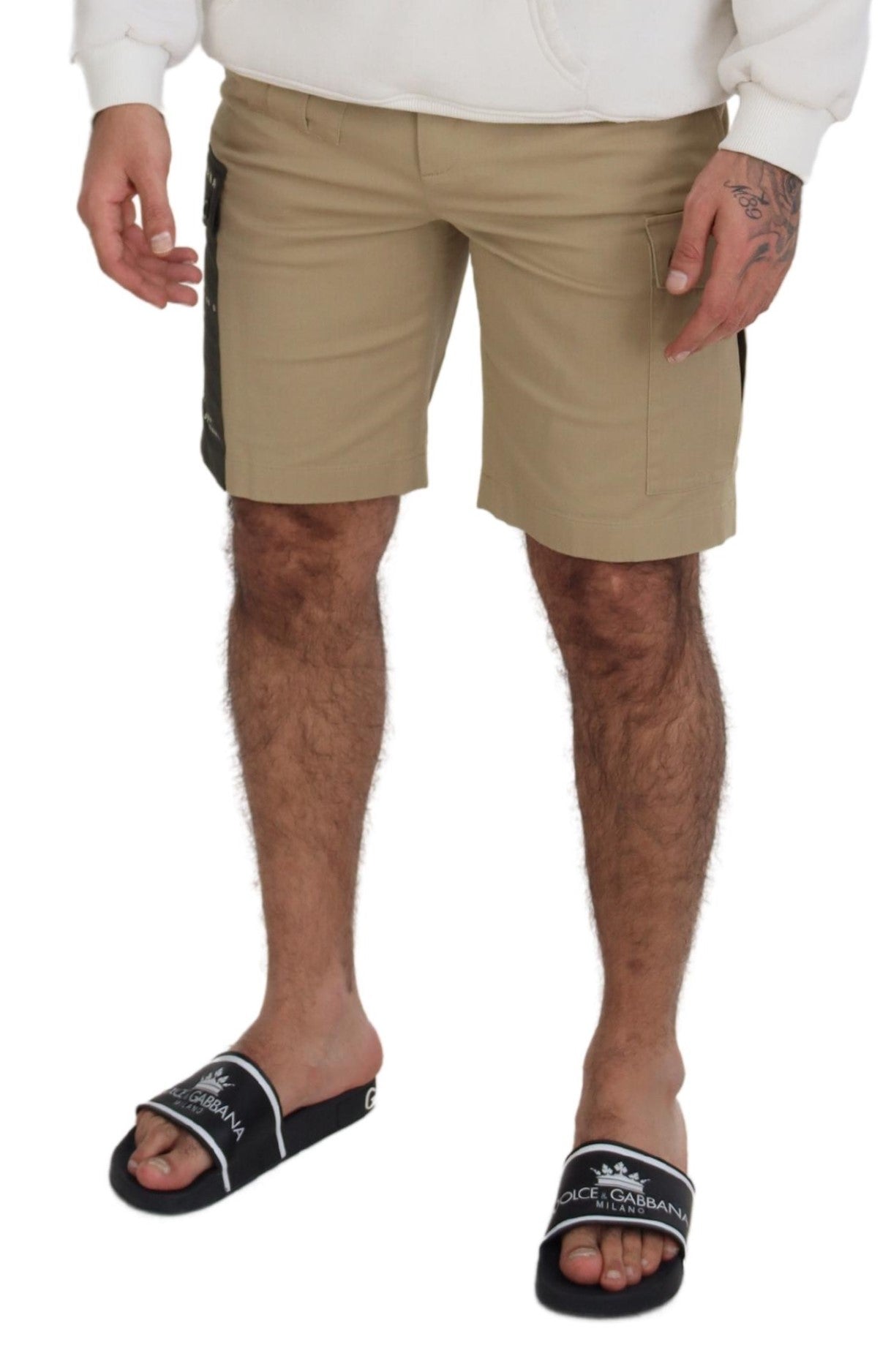 Dolce &amp; Gabbana Beige Cotton Cargo Bermuda Shorts