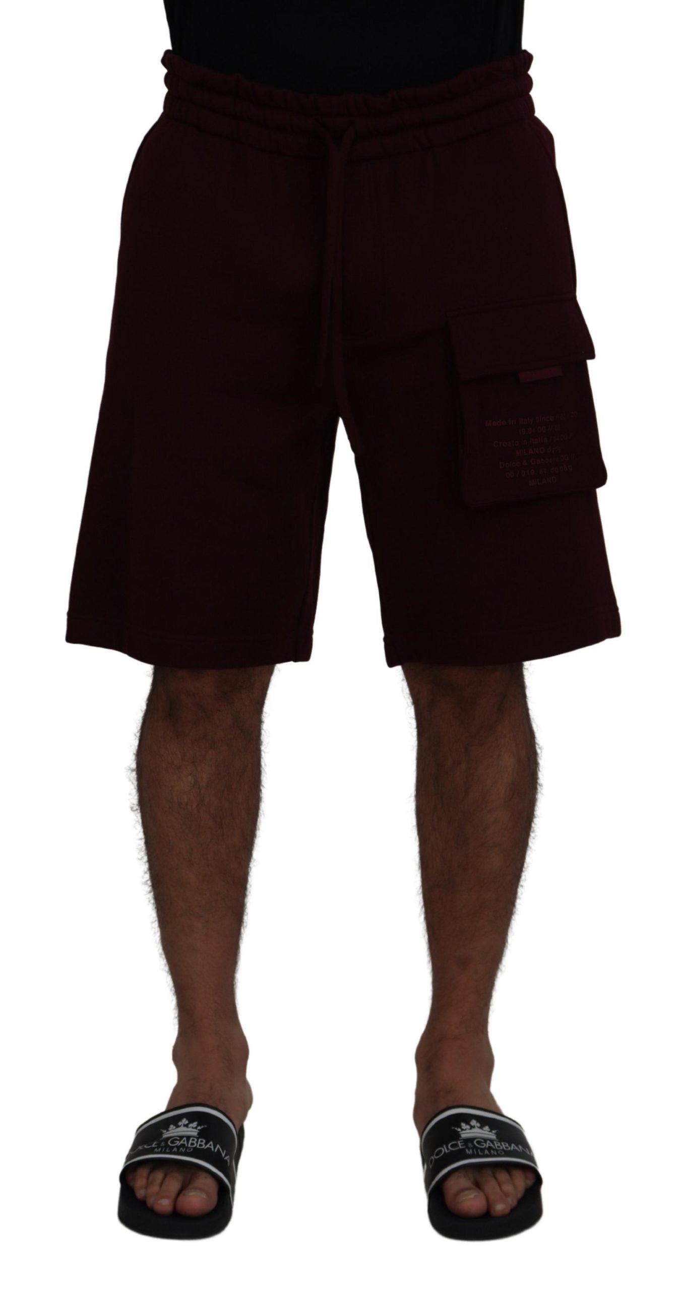 Dolce &amp; Gabbana Maroon Bermuda Cargo Men Shorts