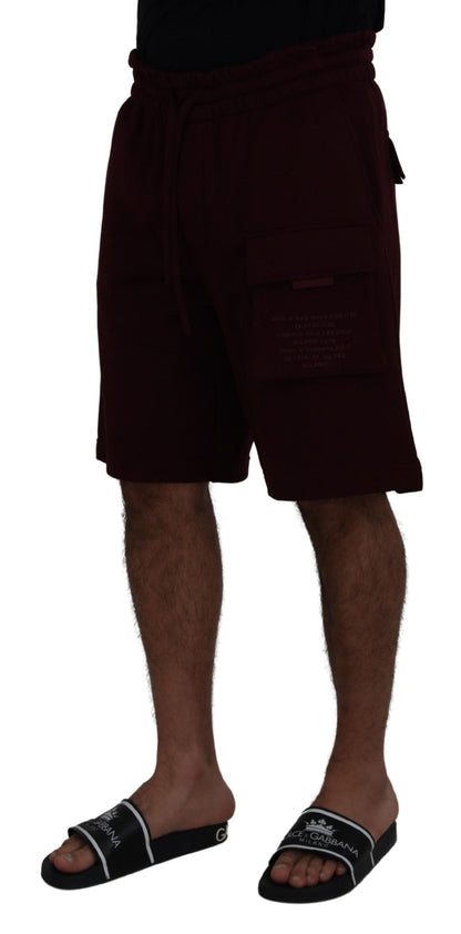 Dolce &amp; Gabbana Maroon Bermuda Cargo Men Shorts