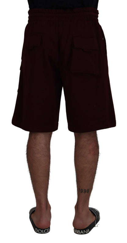 Dolce &amp; Gabbana Maroon Bermuda Cargo Men Shorts