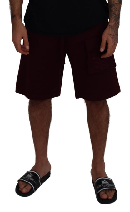 Dolce &amp; Gabbana Maroon Bermuda Cargo Men Shorts