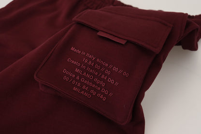 Dolce &amp; Gabbana Maroon Bermuda Cargo Men Shorts