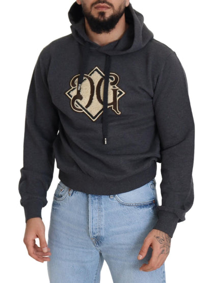 Dolce &amp; Gabbana Gray Logo Cotton Hooded Sweatshirt Sweater