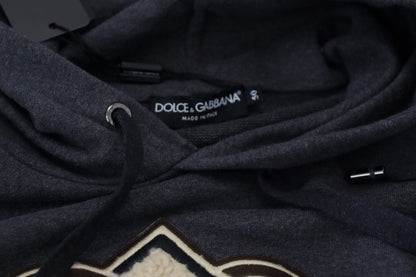 Dolce &amp; Gabbana Gray Logo Cotton Hooded Sweatshirt Sweater