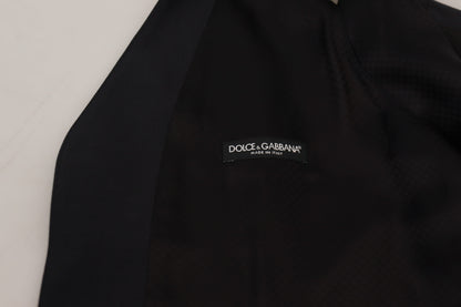 Dolce &amp; Gabbana Black Wool Stretch Waistcoat Formal Vest