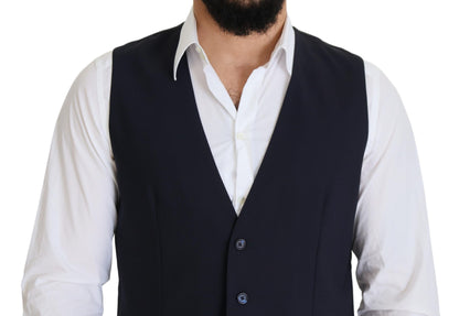 Dolce & Gabbana Elegant Dark Blue Formal Dress Vest