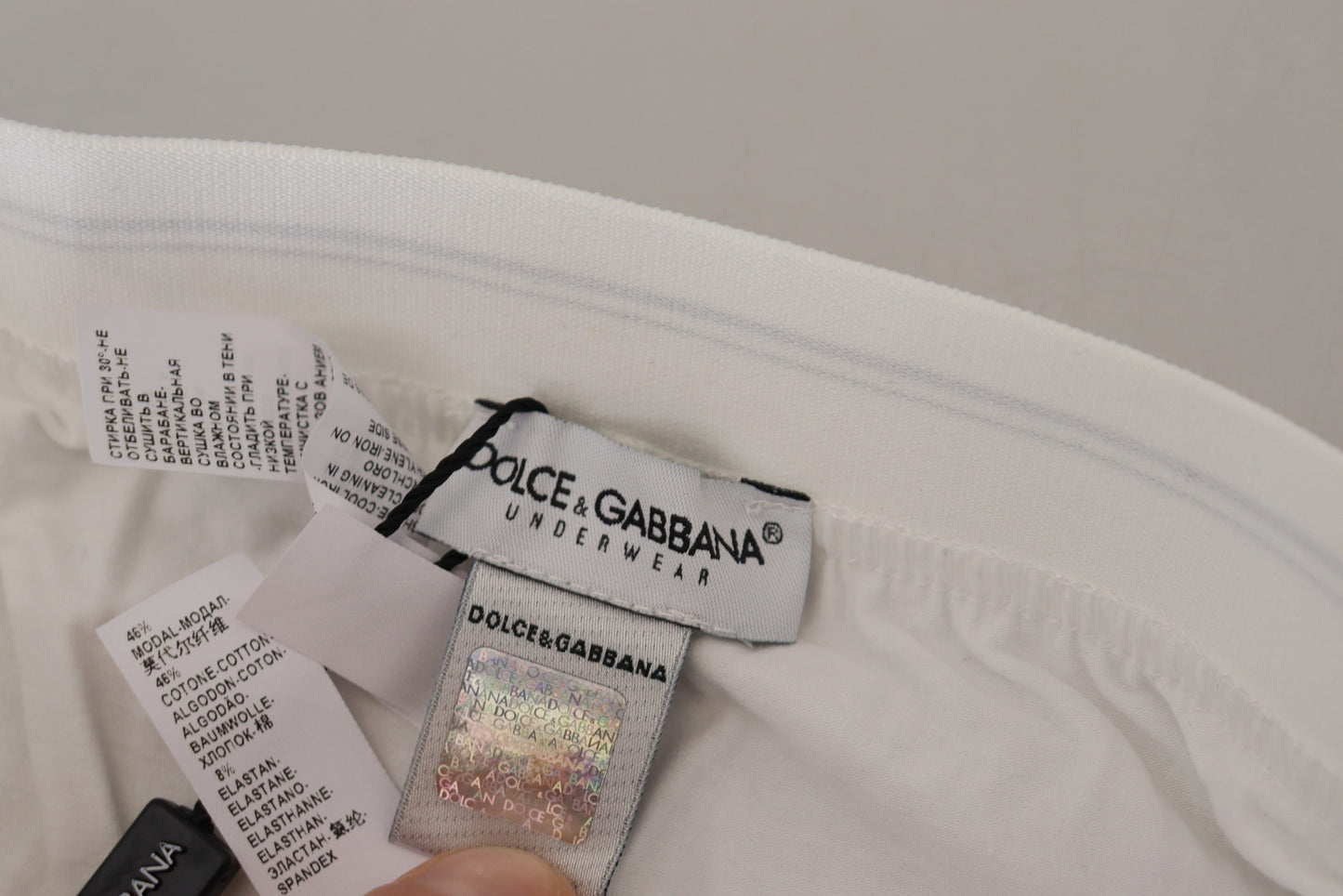 Dolce &amp; Gabbana White Cotton Blend Regular Boxer Underwear