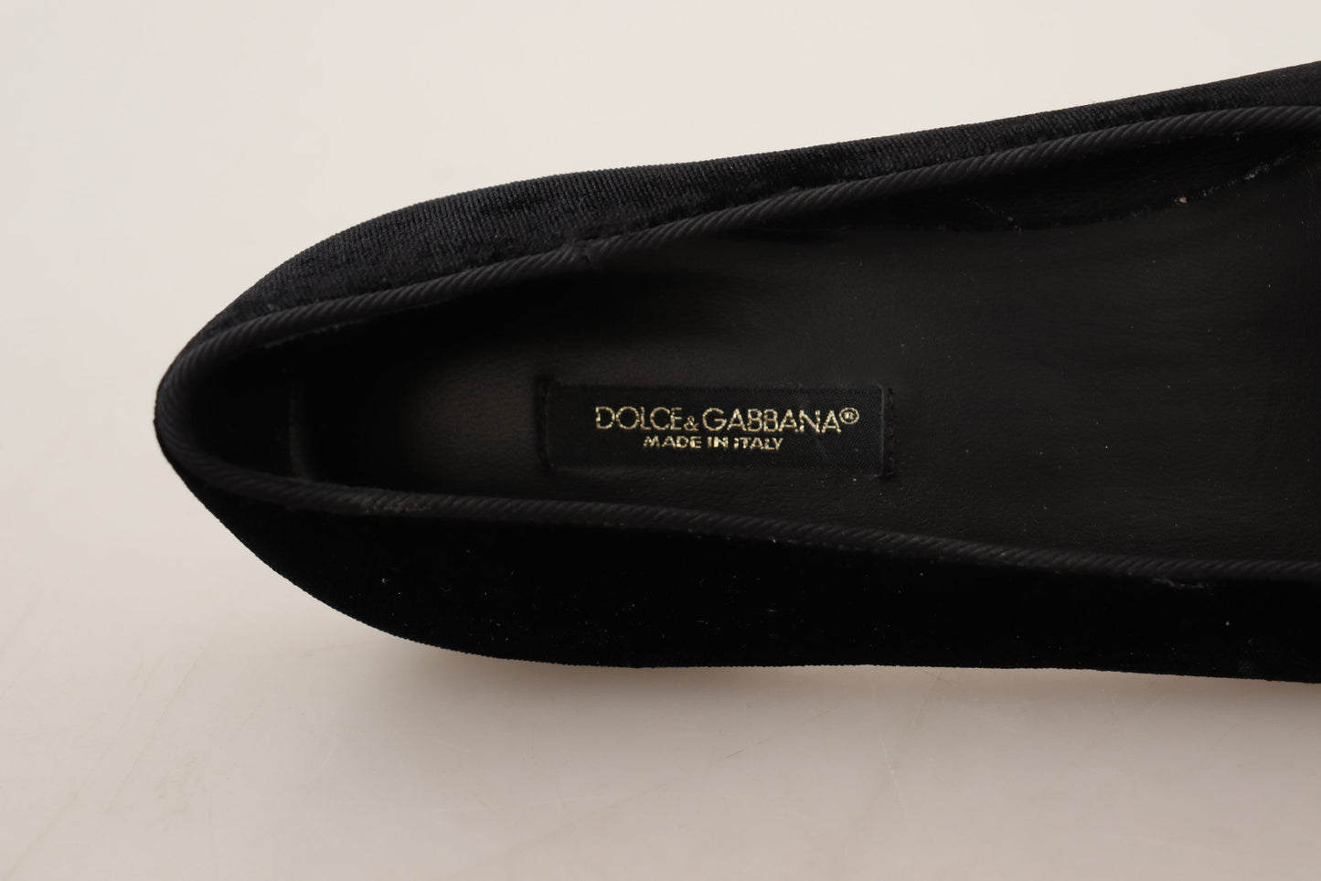 Dolce &amp; Gabbana Black DG Sacred Heart Patch Slip On Flat Shoes