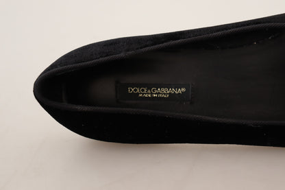 Dolce &amp; Gabbana Black DG Sacred Heart Patch Slip On Flat Shoes