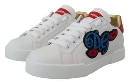 Dolce &amp; Gabbana White Portofino Logo Classic Sneakers Shoes