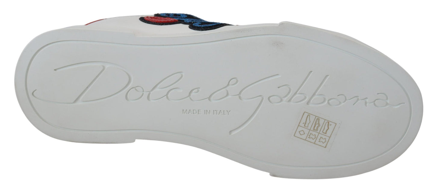 Dolce &amp; Gabbana White Portofino Logo Classic Sneakers Shoes