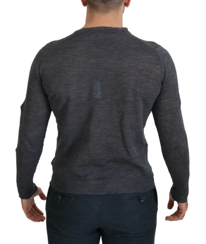 Costume National Sleek Gray Crewneck Pullover Sweater