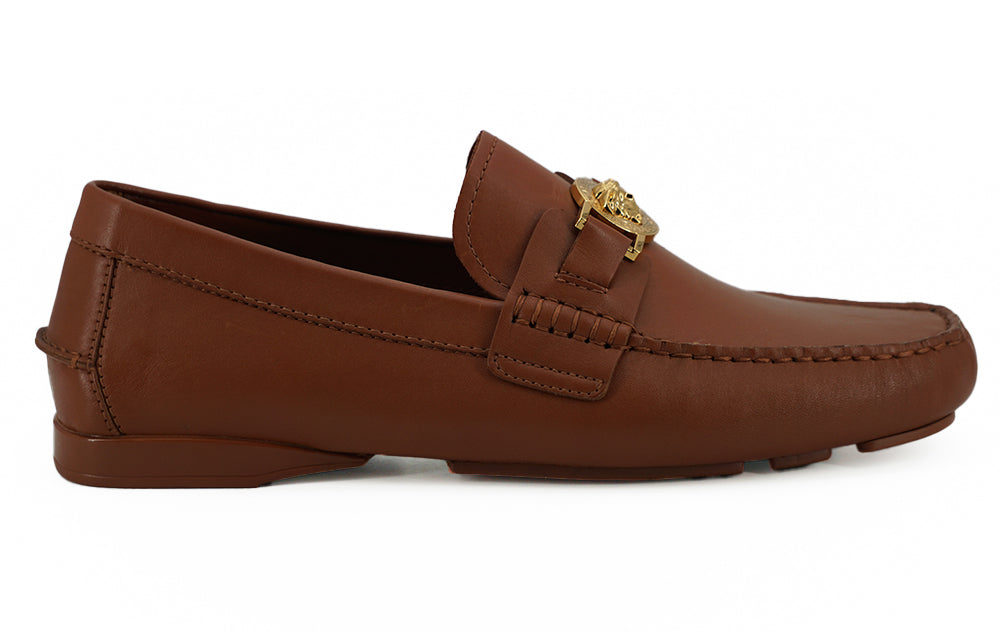 Versace Elegant Medusa-Embossed Leather Loafers