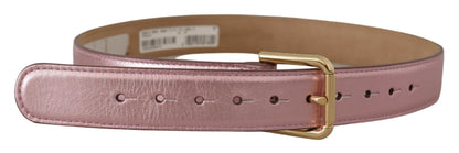 Dolce & Gabbana Elegant Metallic Pink Leather Belt