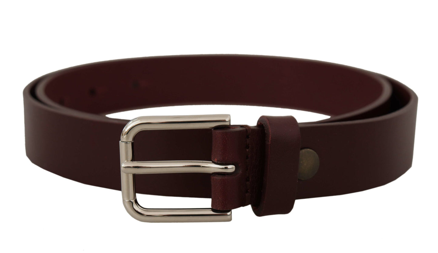 Dolce & Gabbana Elegant Maroon Leather Belt with Logo Buckle