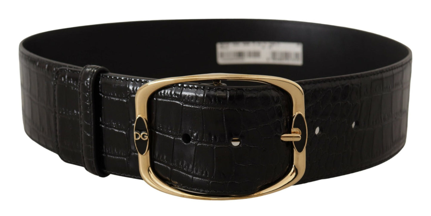 Dolce &amp; Gabbana Elegant Black Leather Logo Belt