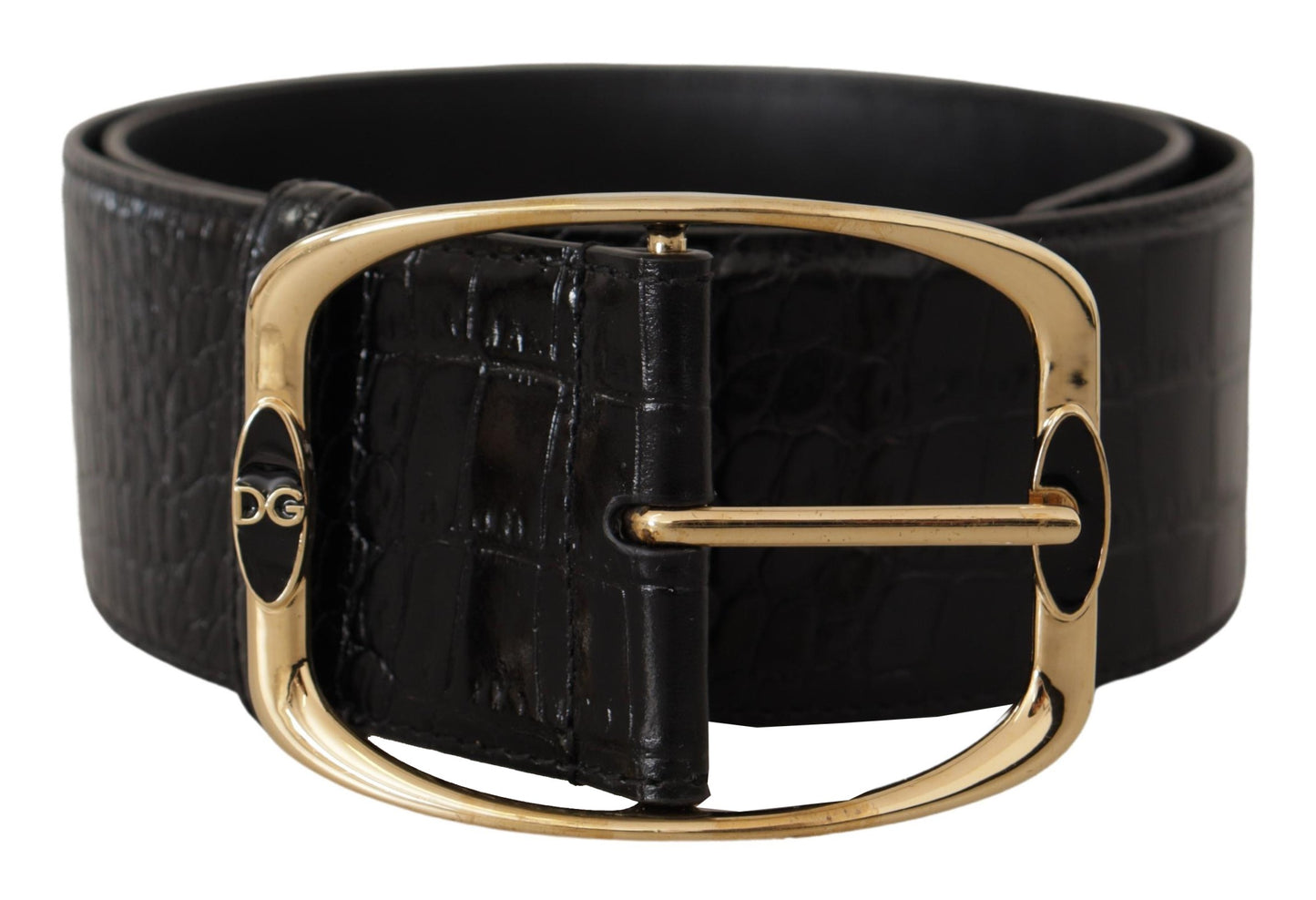 Dolce &amp; Gabbana Elegant Black Leather Logo Belt