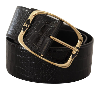 Dolce &amp; Gabbana Elegant Black Leather Logo Belt