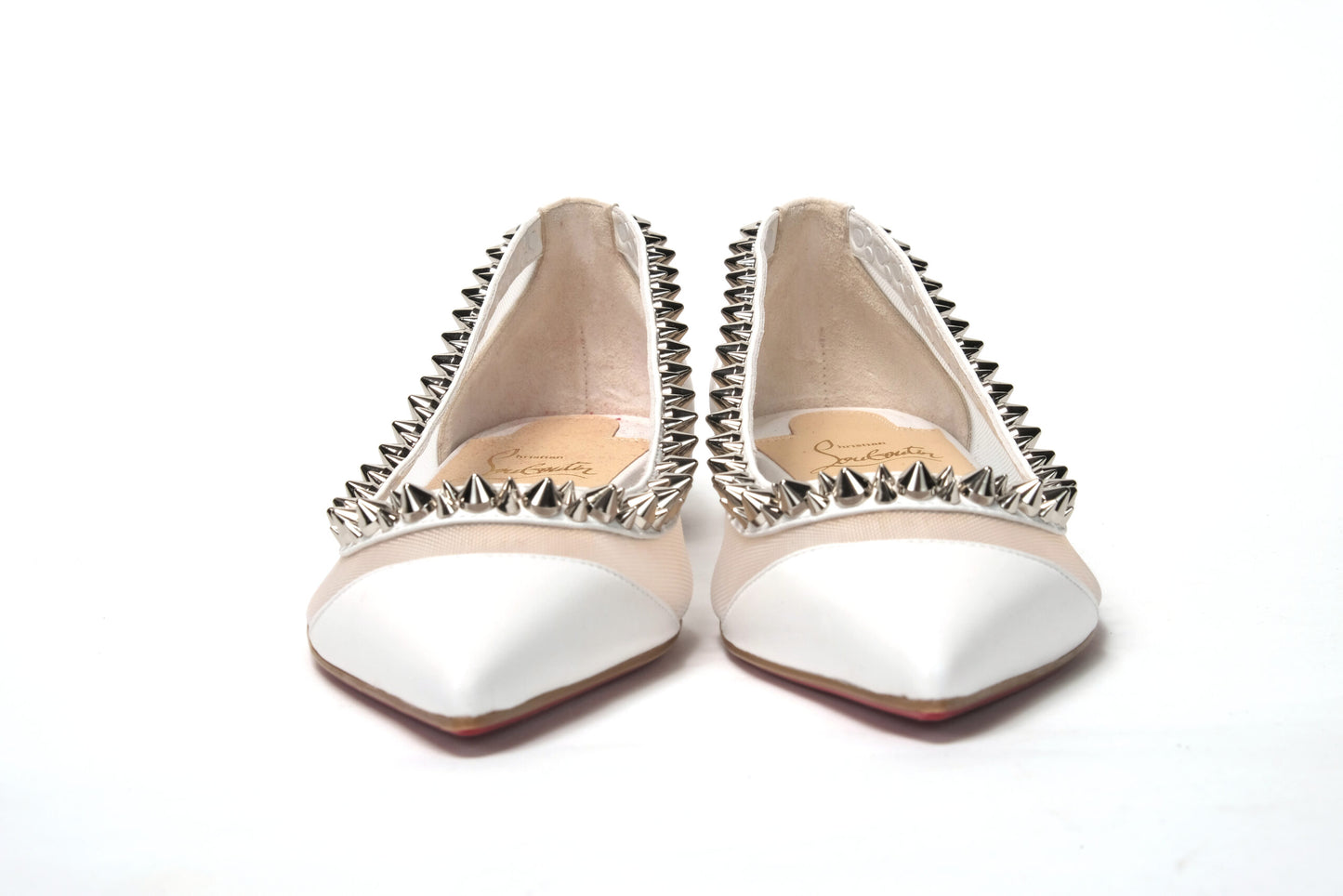 Christian Louboutin Bianco White silver Flat Point Toe Shoe