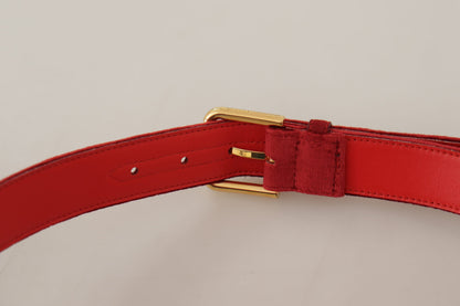 Dolce &amp; Gabbana Elegant Red Suede Designer Belt