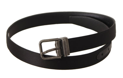 Dolce &amp; Gabbana Elegant Black Leather Belt with Metal Buckle