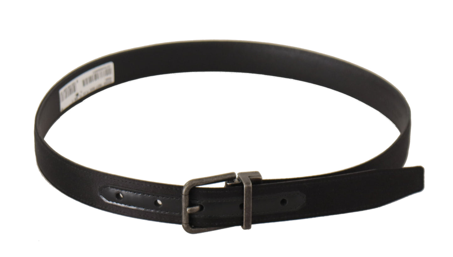 Dolce &amp; Gabbana Elegant Black Leather Belt with Metal Buckle