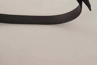 Dolce &amp; Gabbana Elegant Black Leather Belt with Metal Buckle