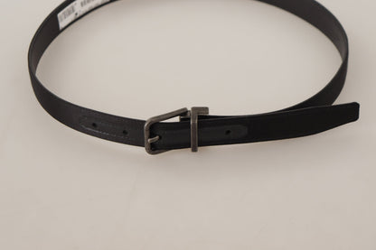 Dolce &amp; Gabbana Elegant Black Leather Belt with Metal Buckle