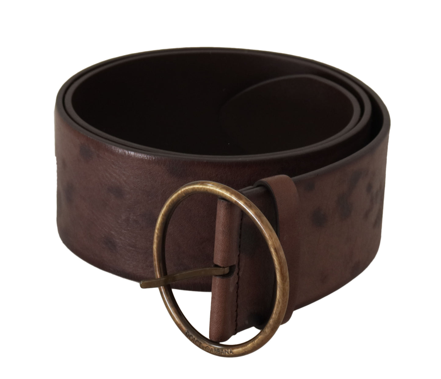 Dolce &amp; Gabbana Elegant Dark Brown Leather Belt with Logo Buckle