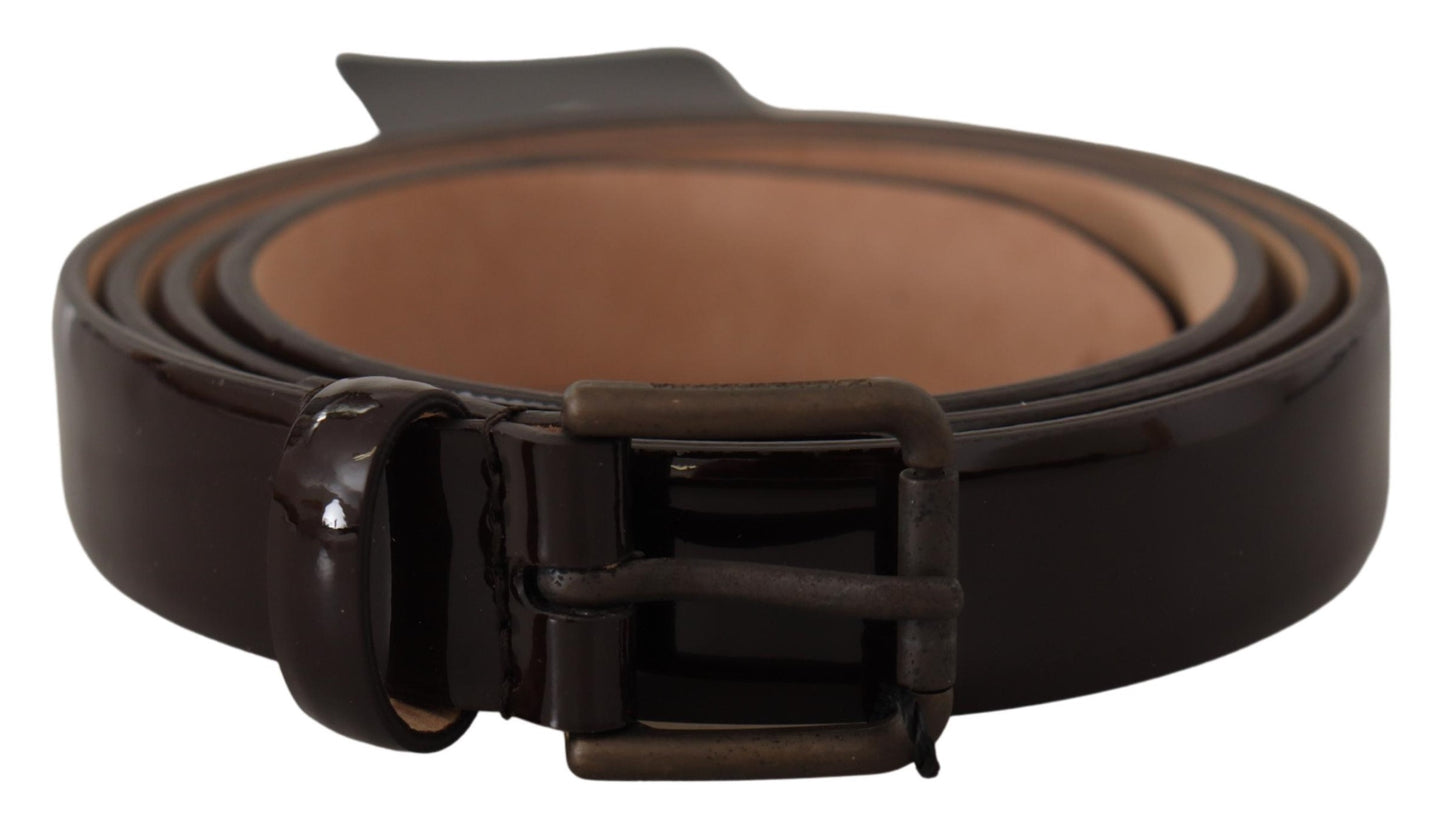 Dolce &amp; Gabbana Elegant Black Leather Logo Buckle Belt