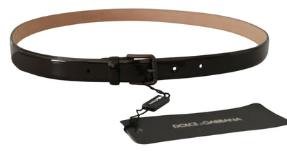 Dolce &amp; Gabbana Elegant Black Leather Logo Buckle Belt