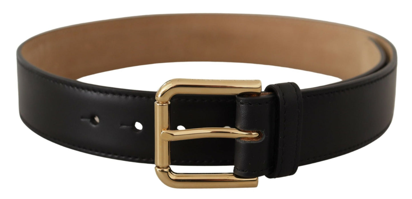 Dolce &amp; Gabbana Elegant Leather Belt with Logo Buckle