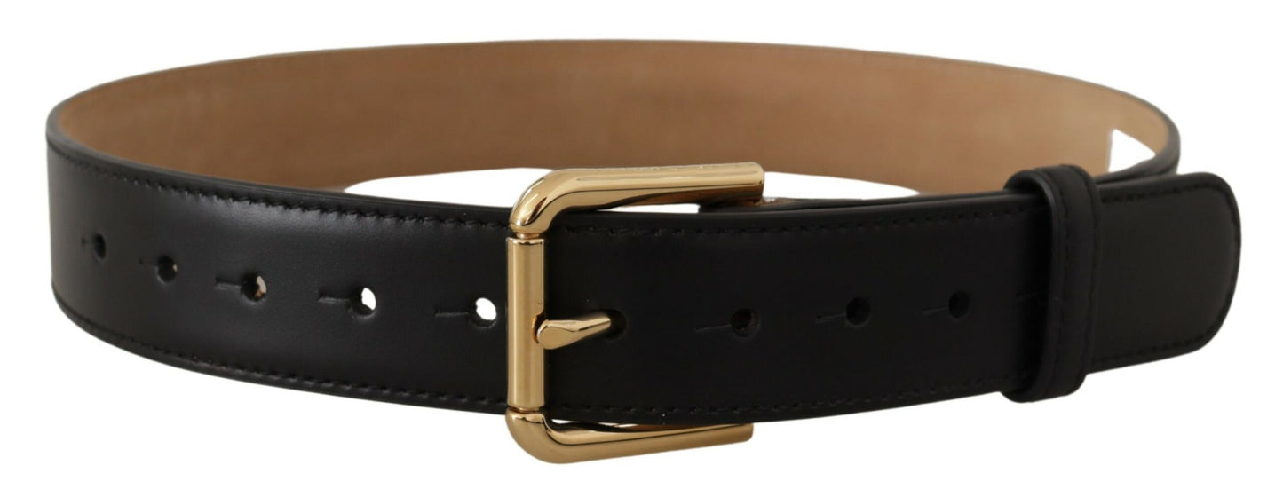 Dolce &amp; Gabbana Elegant Leather Belt with Logo Buckle