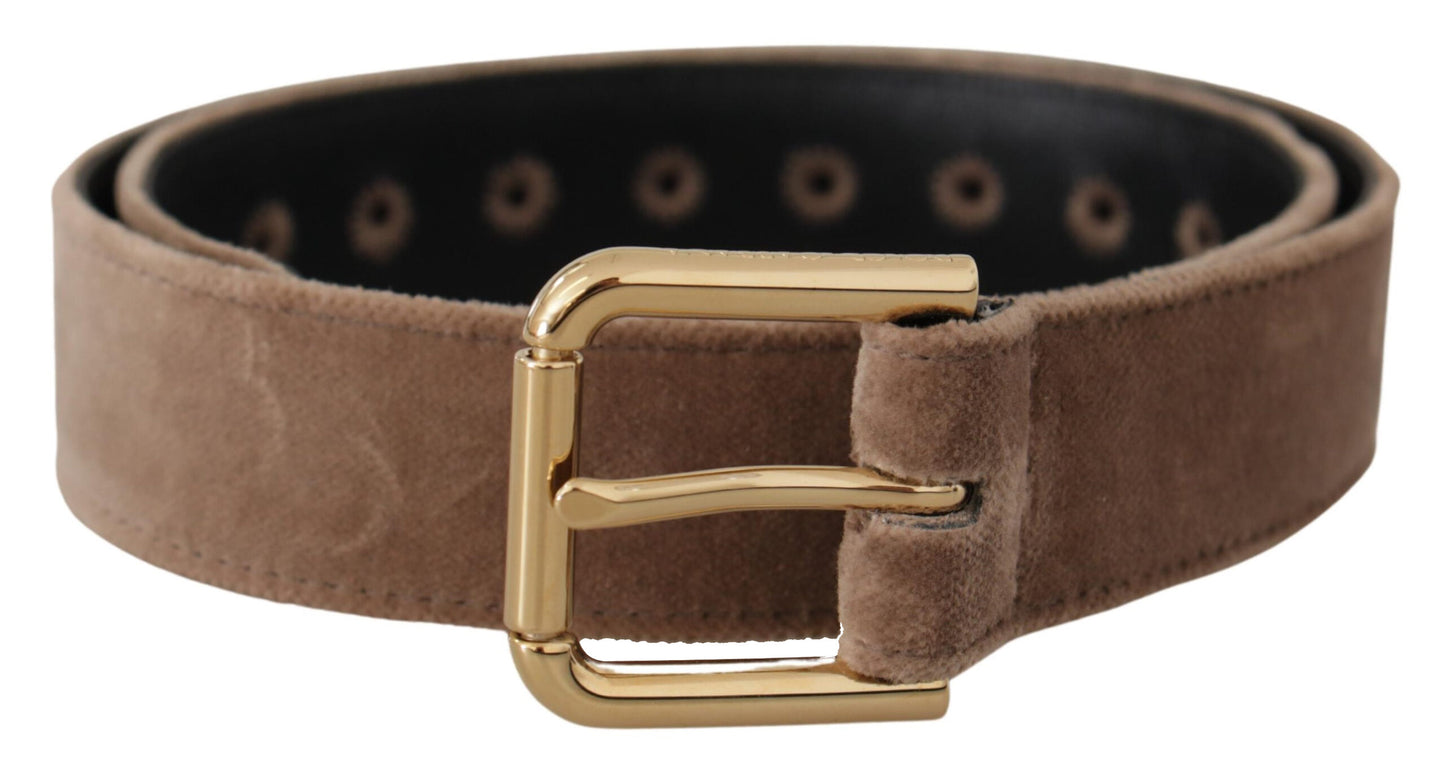 Dolce &amp; Gabbana Elegant Velvet Logo Buckle Belt