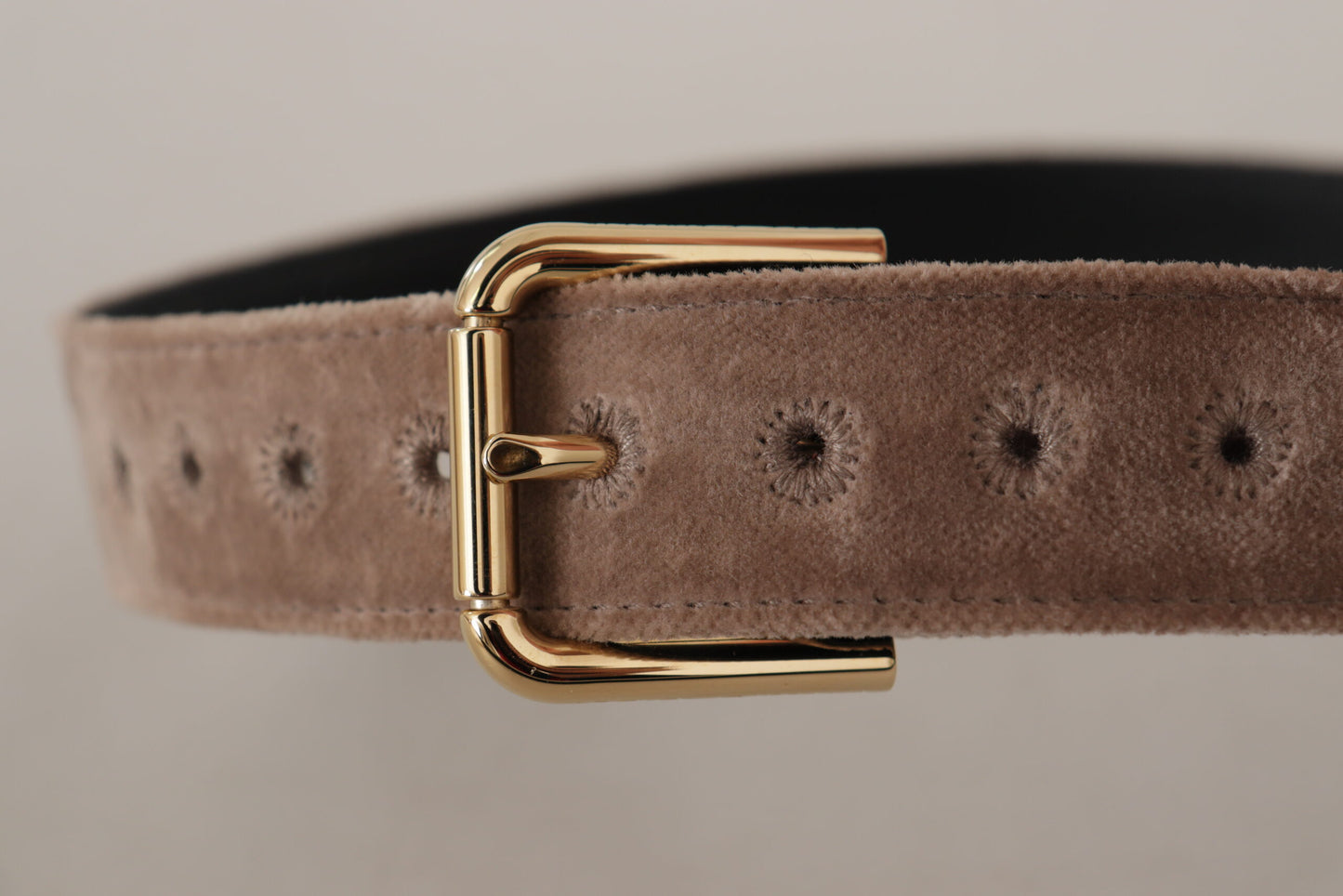 Dolce &amp; Gabbana Elegant Velvet Logo Buckle Belt