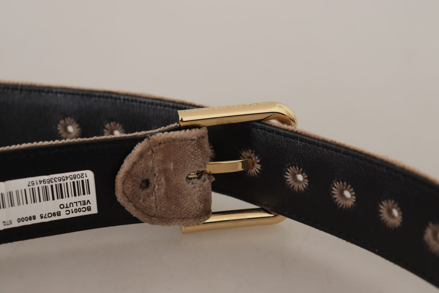 Dolce &amp; Gabbana Elegant Velvet Logo Buckle Belt