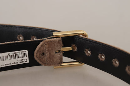 Dolce &amp; Gabbana Elegant Velvet Logo Buckle Belt