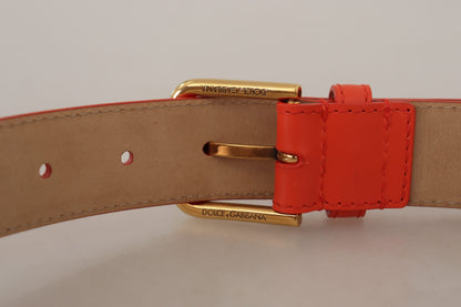 Dolce &amp; Gabbana Chic Orange Leather Belt with Headphone Case