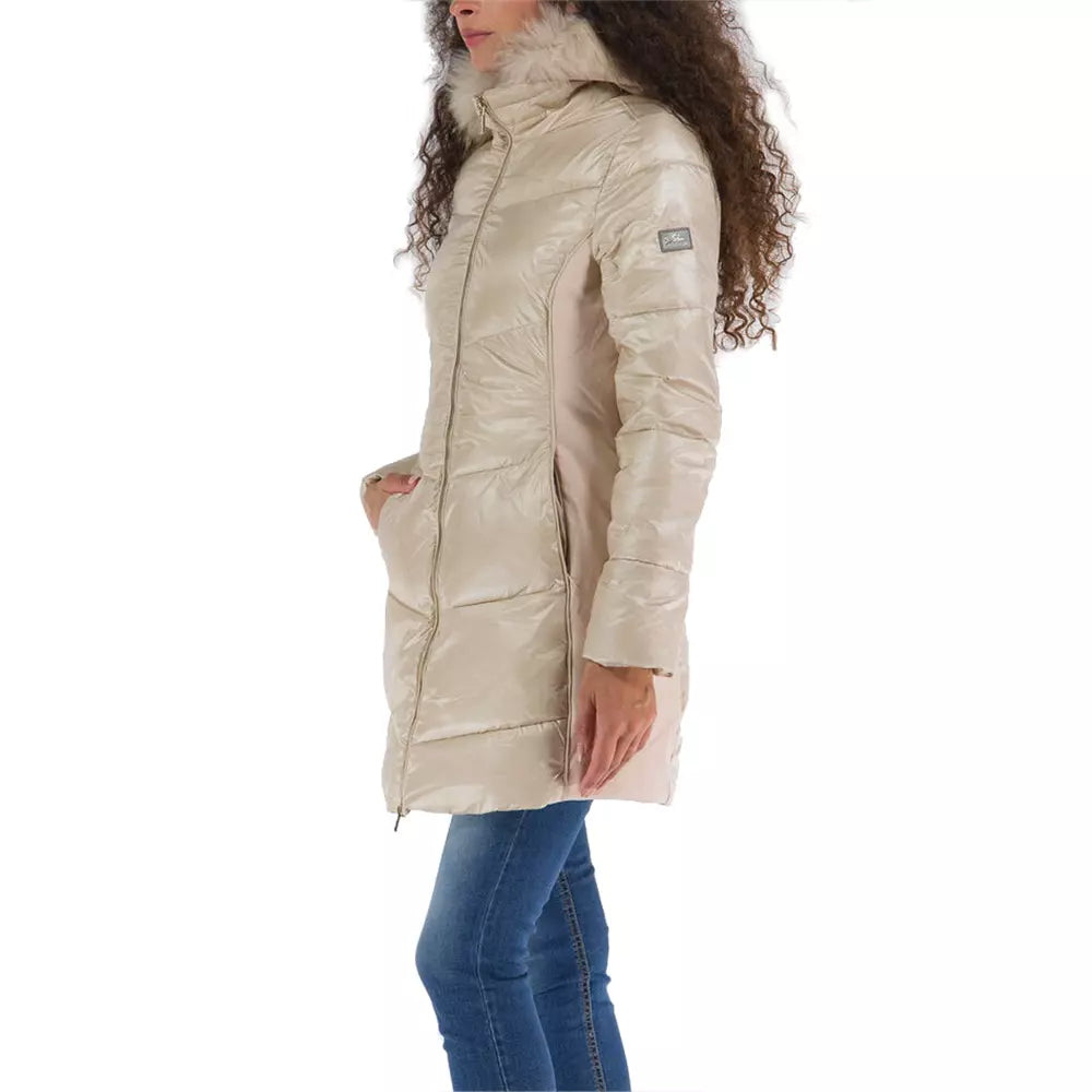 Yes Zee Beige Polyamide Jacket &amp; Coat