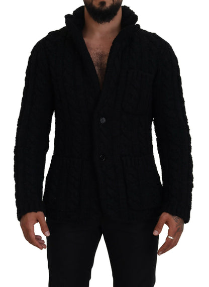 Dolce &amp; Gabbana Elegant Black Wool-Cashmere Blend Cardigan